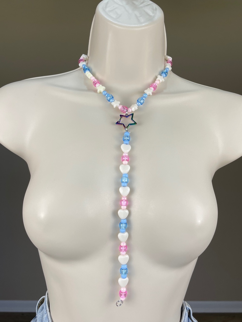 2 Pc pastel glow Choker Binky Cord Convertible Bracelets Star Charm transgender